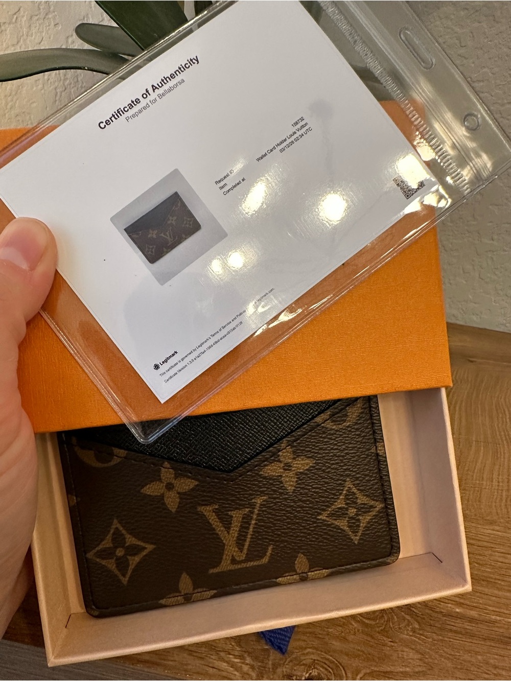 Louis Vuitton Brown Monogram Card Holder with Black Top - Picture 6 of 7